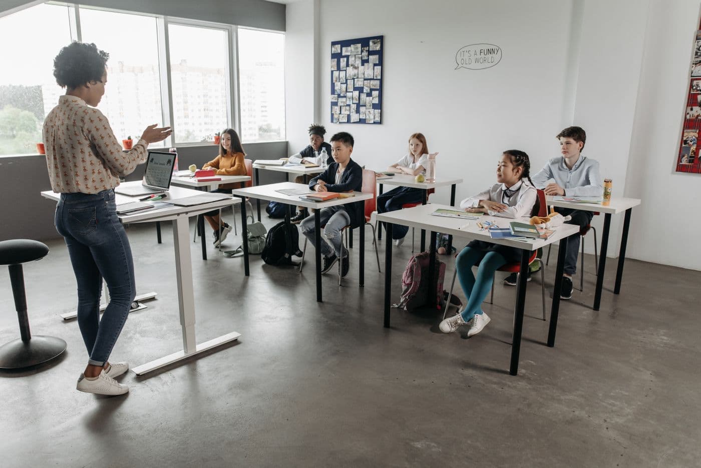 Teacher leading a class of engaged students